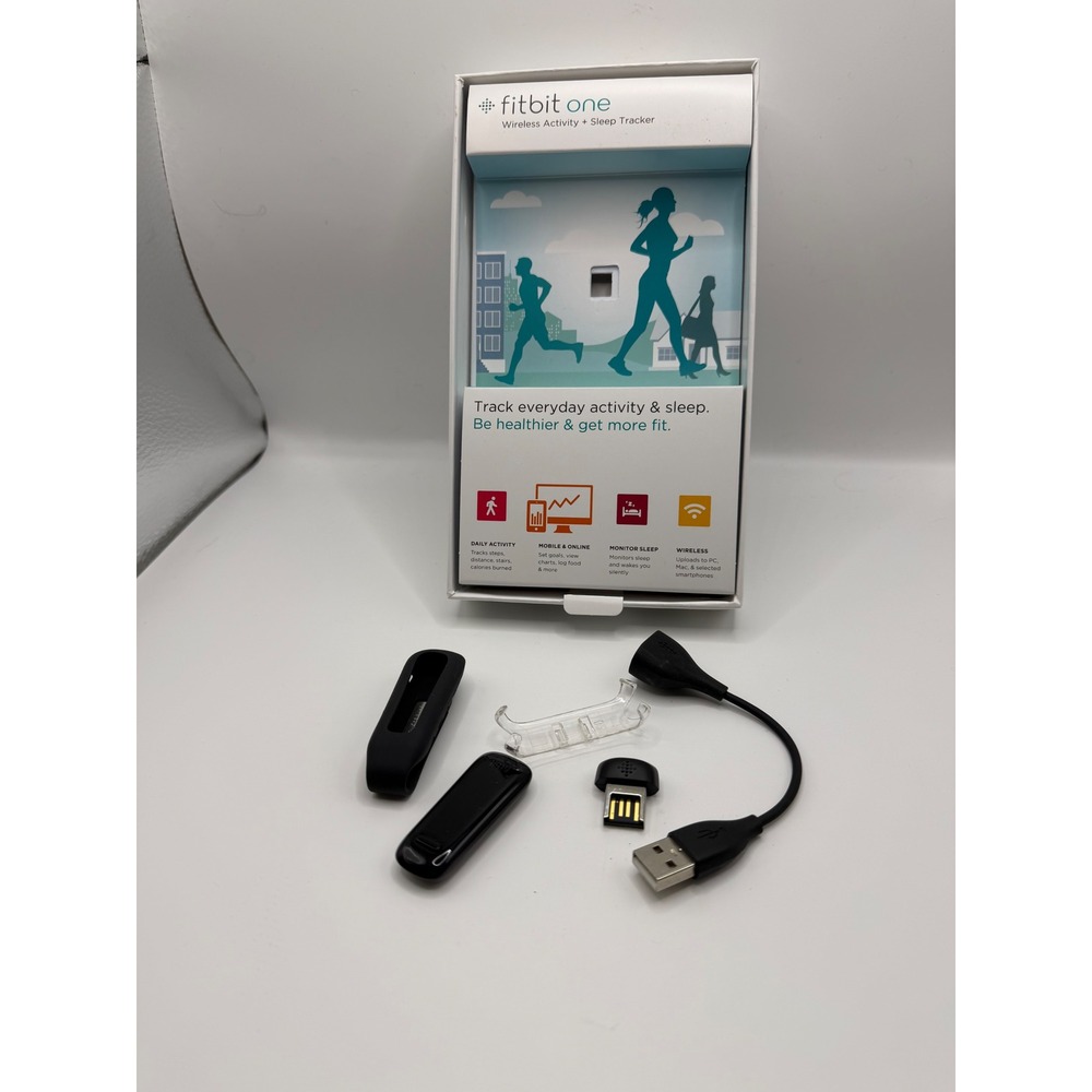 Fitbit One Wireless Activity Sleep Tracker Black Clip On  Bundle needs battery